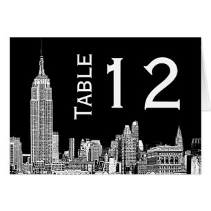 NYC Skyline 01 Etched Table Number Card