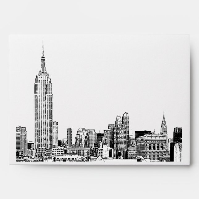 NYC Skyline 01 Etched White A7 5x7 Envelopes (Front)