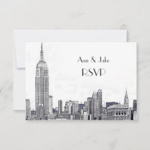 NYC Skyline 01 Etched White RSVP #2 Card