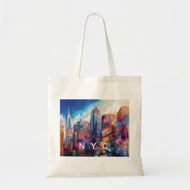NYC Skyline Abstract Art Tote Bag (Front)