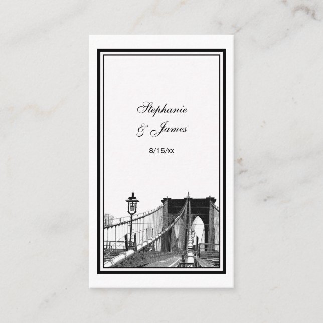 NYC Skyline Bklyn Bridge #2 Etched Place Cards (Front)