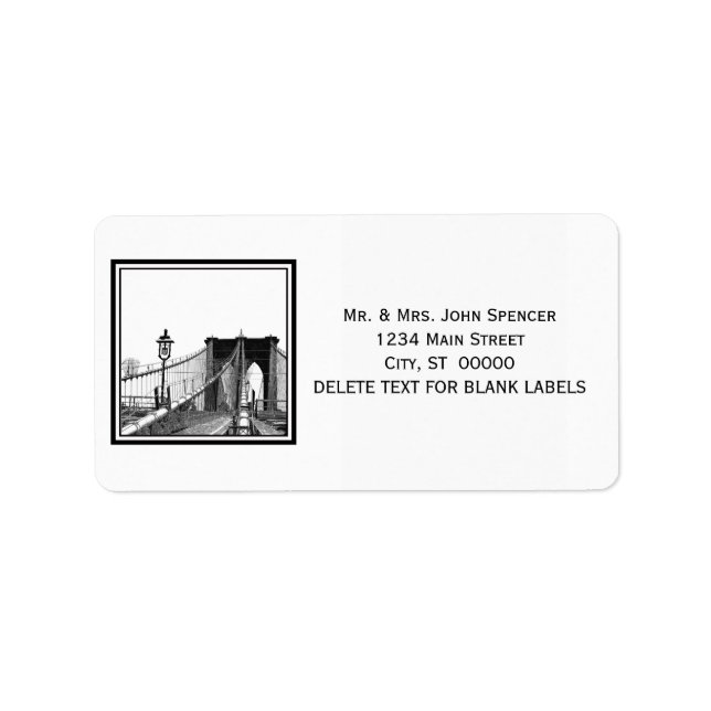 NYC Skyline Brooklyn Bridge #2 Address Label (Front)