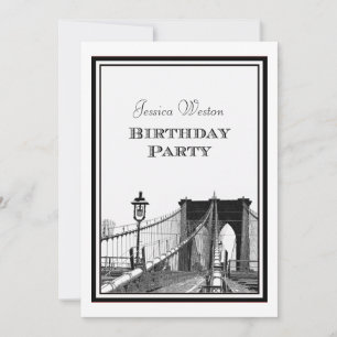 NYC Skyline Brooklyn Bridge #2 DIY Birthday Party Invitation