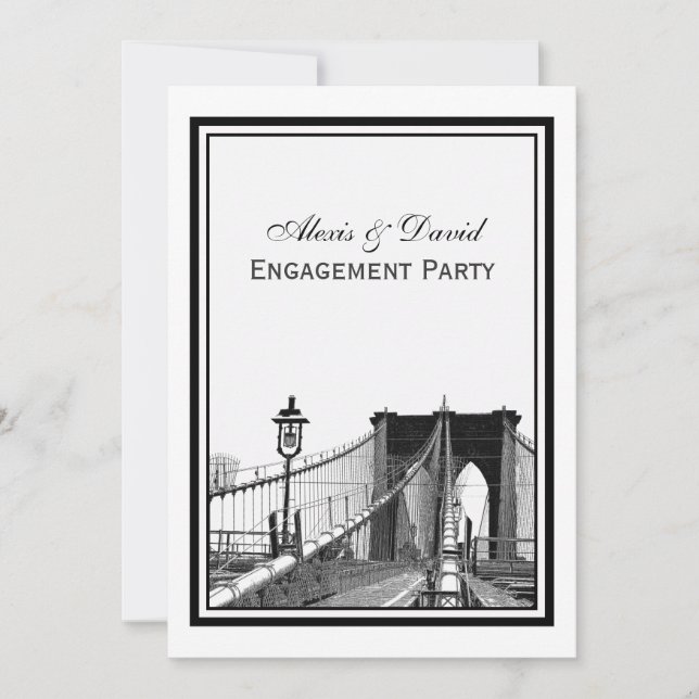 NYC Skyline Brooklyn Bridge #2 Engagement Invitation (Front)
