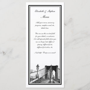 NYC Skyline Brooklyn Bridge #2 Etched Framed Menu
