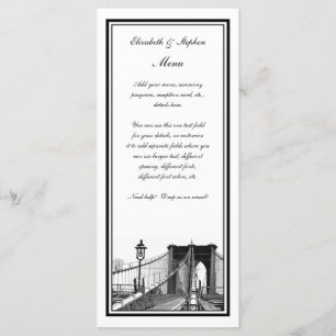 NYC Skyline Brooklyn Bridge #2 Etched Framed Menu