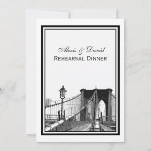 NYC Skyline Brooklyn Bridge #2 Rehearsal Dinner Invitation