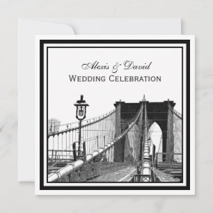 NYC Skyline Brooklyn Bridge #2 SQ Wedding Invitation