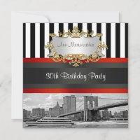 NYC Skyline Brooklyn Bridge, Boat Birthday Invite