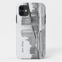 NYC Skyline Brooklyn Bridge Boat Etched Look #3