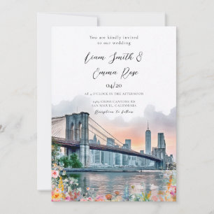 NYC Skyline Brooklyn bridge Wedding Wedding Invitation