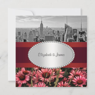 NYC Skyline BW 1A High Line Flowers 1 Wedding Invitation