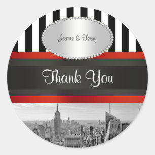 NYC Skyline BW ESB Black White Stripe P Favour Tag