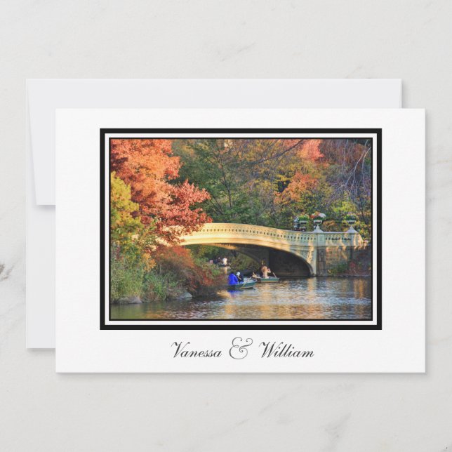 NYC Skyline Central Park Bow Bridge Wedding Invite (Front)
