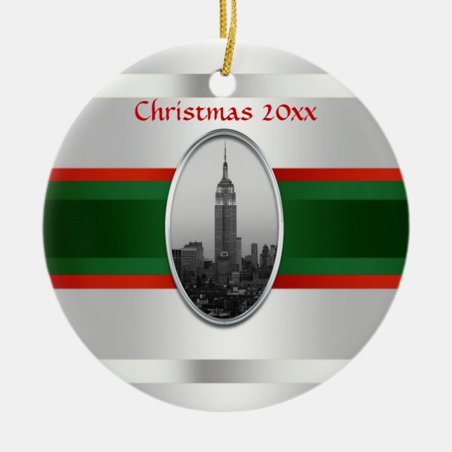 NYC Skyline: Emp St Bldg Xmas #4W Ceramic Ornament (Front)