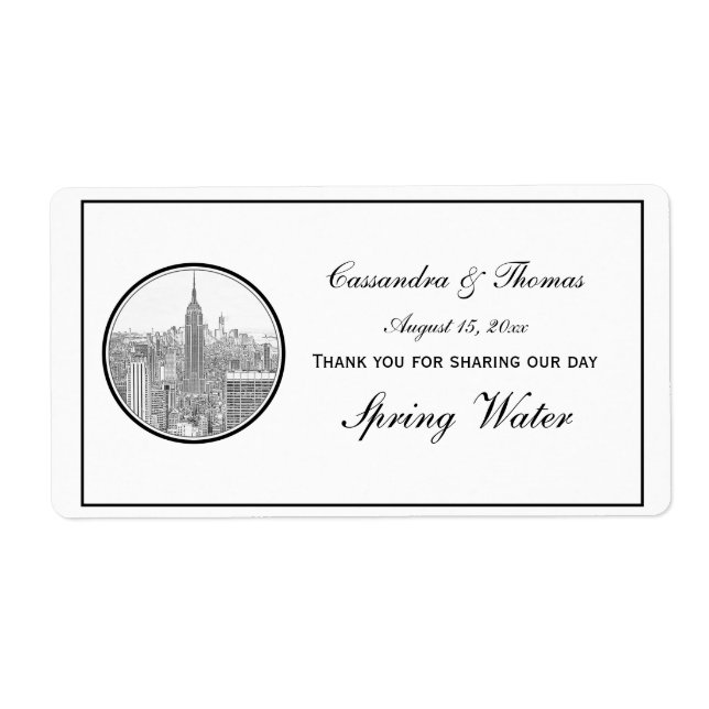 NYC Skyline ESB Round Etched 01 H Water Bottle (Front)