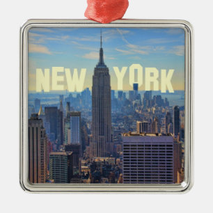 NYC Skyline ESB, World Trade 2C Metal Ornament