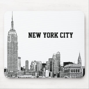 NYC Skyline Etched 01 Mouse Pad