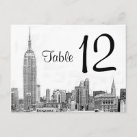 NYC Skyline Etched 01 Table Number