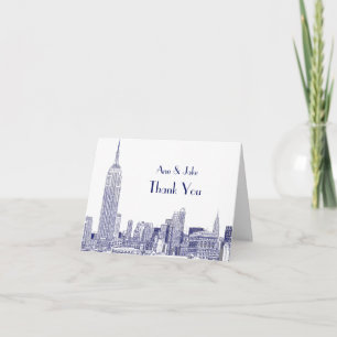 NYC Skyline Etched 01 Thank You Blue Card