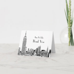 NYC Skyline Etched 01 Thank You Card