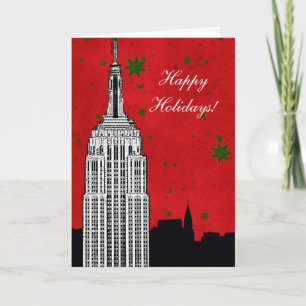 NYC Skyline Etched ESB 2 Christmas Holiday