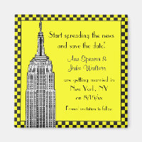 NYC Skyline Etched ESB Checkerd Taxi Save the Date