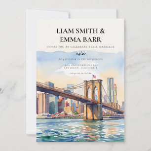 NYC Skyline Ferry Wedding Invitation