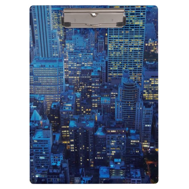 NYC Skyline, high angle view at dusk Clipboard (Front)
