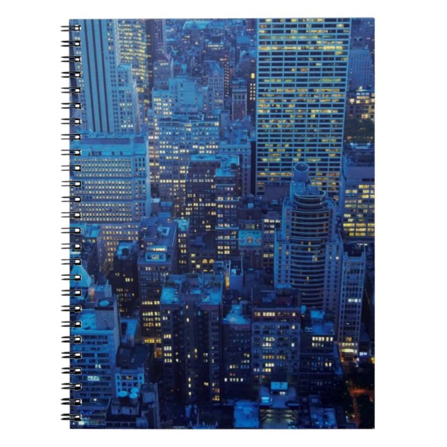 NYC Skyline, high angle view at dusk Notebook (Front)
