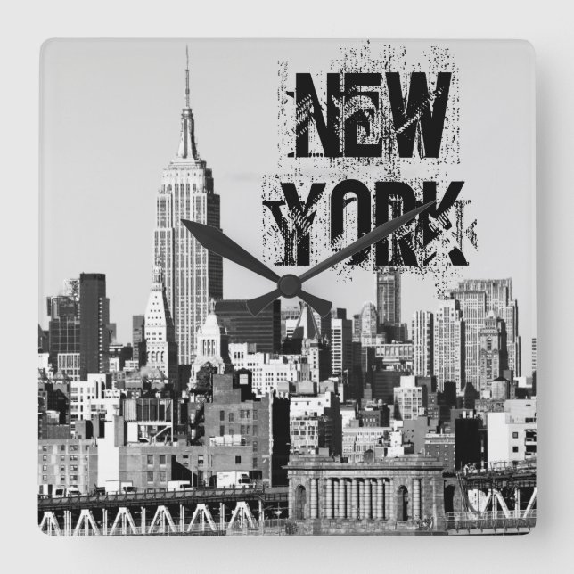 NYC Skyline II Square Wall Clock (Front)
