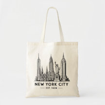 NYC Skyline Illustration with Statue of Liberty