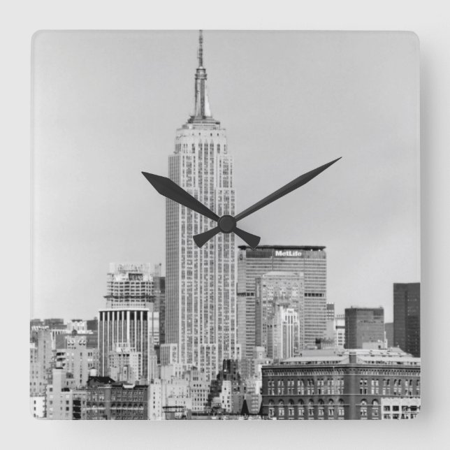 NYC Skyline IV Square Wall Clock (Front)