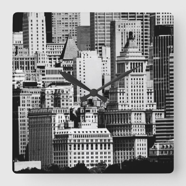 NYC Skyline IX Square Wall Clock (Front)