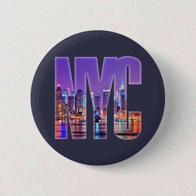 NYC Skyline (Light) 6 Cm Round Badge (Front)