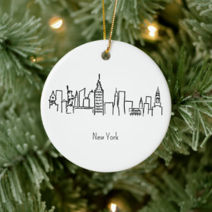 NYC Skyline New York Illustration Ceramic Ornament