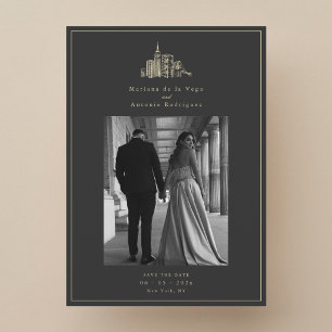 NYC Skyline Photo Wedding Save the Date Card