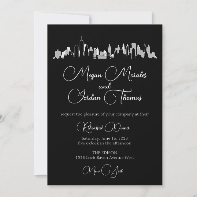 NYC Skyline Rehearsal Dinner Invitation (Front)