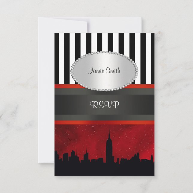 NYC Skyline Sil Red Sky Blk Wht Stripe P RSVP (Front)