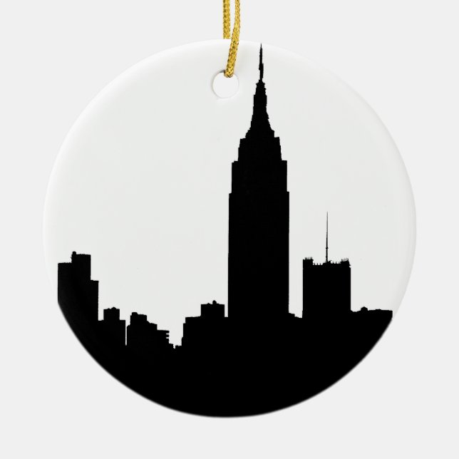 NYC Skyline Silhouette, Emp St Bldg #1 Ceramic Ornament (Front)