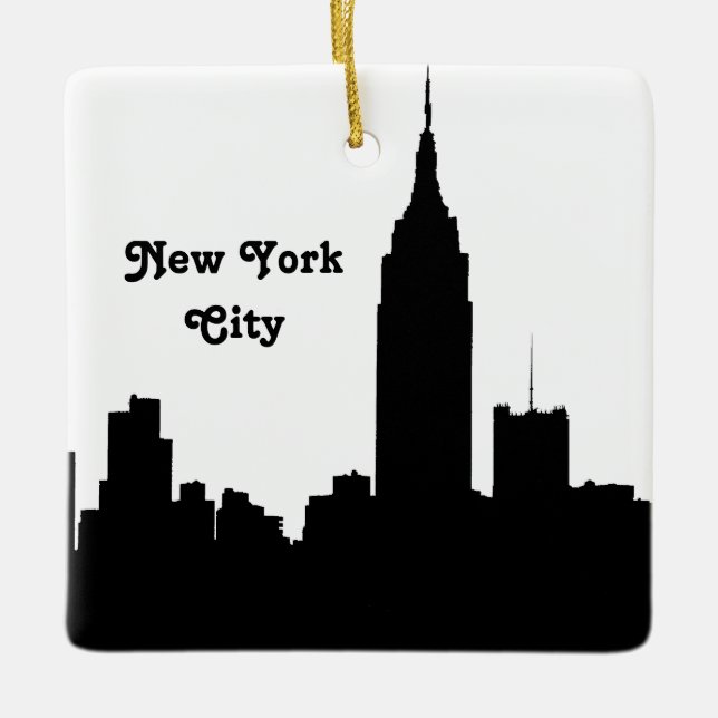 NYC Skyline Silhouette, Emp State Bldg #1 T Ceramic Ornament (Front)
