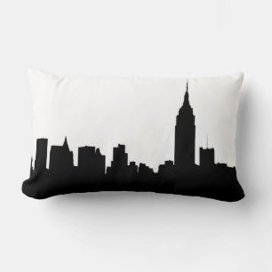 NYC Skyline Silhouette, Empire State Bldg #1 Lumbar Cushion