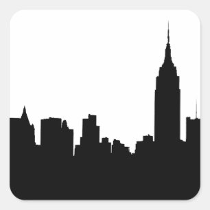NYC Skyline Silhouette, Empire State Bldg #1 Square Sticker