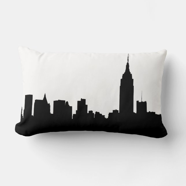 NYC Skyline Silhouette, ESB #1 Lumbar Cushion (Front)