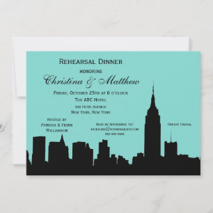NYC Skyline Silhouette Rehearsal Dinner #E Invitation