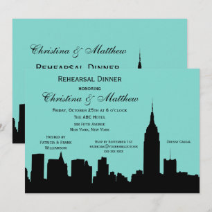 NYC Skyline Silhouette Rehearsal Dinner #F Invitation