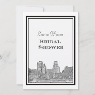 NYC Skyline Washington Sq Etched DIY Bridal Showr Invitation