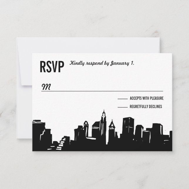 NYC Skyline | Wedding RSVP Cards (Front)