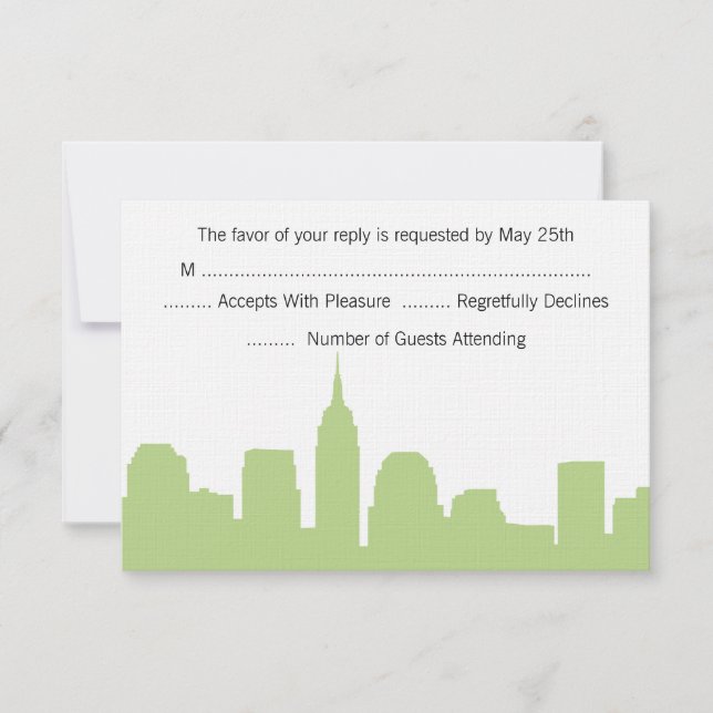 NYC Skyline Wedding RSVP Cards (Front)