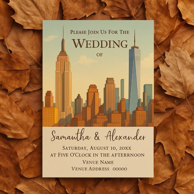 NYC Skyline Wedding Vintage Cityscape Invitation (Creator Uploaded)